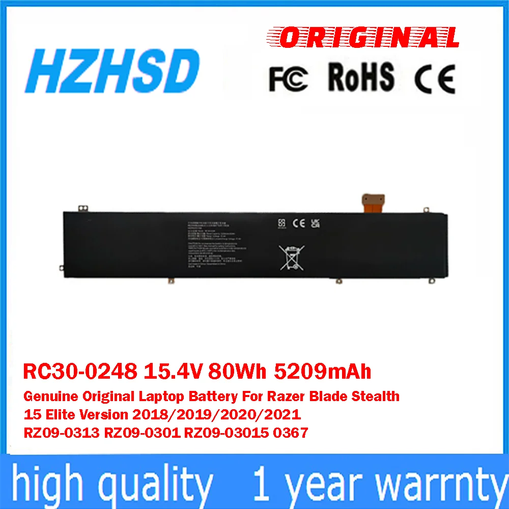 

RC30-0248 15,4 В 80 Втч 5209 мАч Оригинальный аккумулятор для ноутбука Razer Blade Stealth 15 Elite версии RZ09-0313/0301/03015/0367
