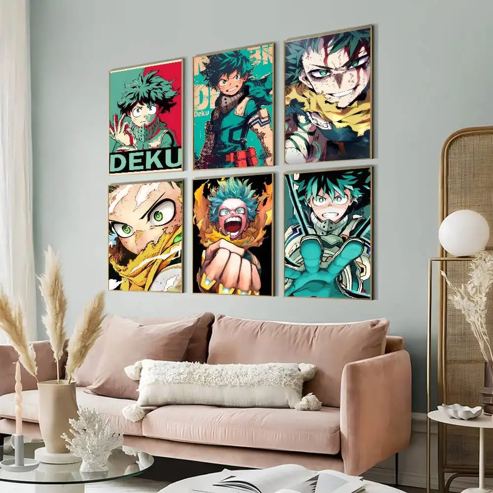 Anime M-Midoriyas cool Izuku  Anime Posters Sticky Decoracion Painting Wall Art White Kraft Paper Wall Decor