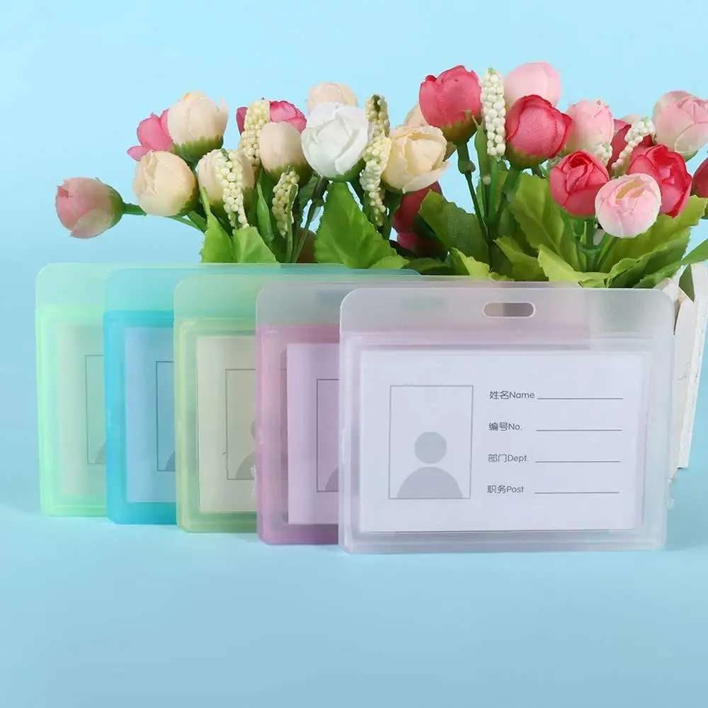 

School Supplies Name Tag Horizontal Plastic Card Sleeve Employee Name Card Cover ID Card Holder Badge Holder Bank Card Holder