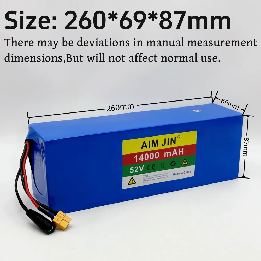 Batterie au lithium haute puissance adaptée aux vélos électriques, 100% 14S4P, 52V, 18650 mAh, 14000 d'origine, nouveau