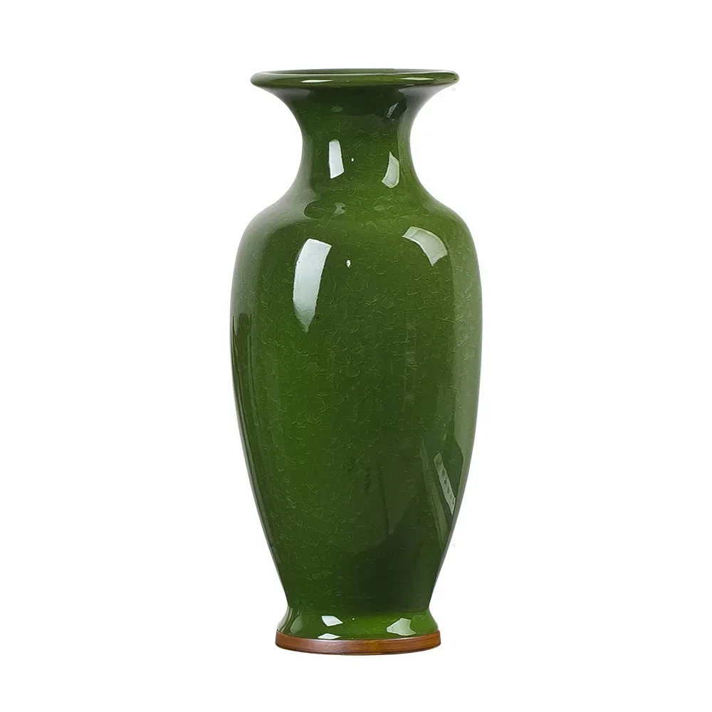 Jingdezhen Ceramic Vase Antique Jun Porcelain Green Vase Chinese Style Home Living Room Craft Decoration