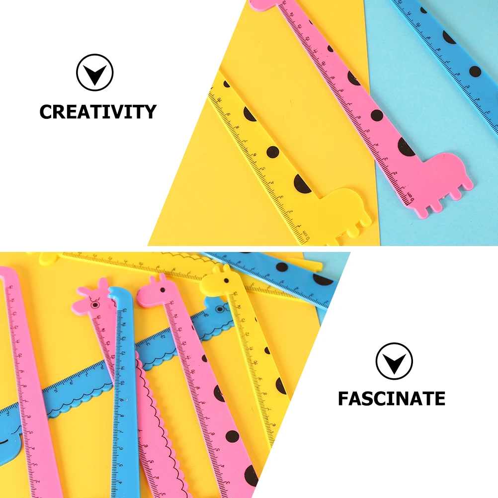 

12pcs Giraffe Straight Ruler Plastic Stationery Clear Scale Practical Measuring Tool for Kids Students Office Home Gifts