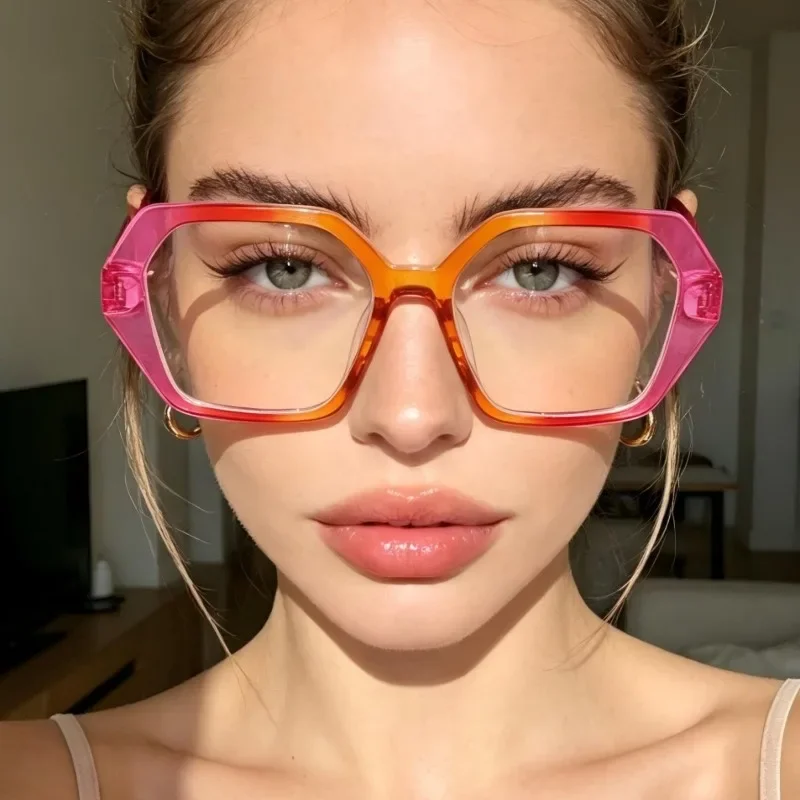 New Square Large Frame Simple Style Dopamine Optical Eyeglasses Fashion Personalized Anti Blue Light HD Non-prescription Eyewear