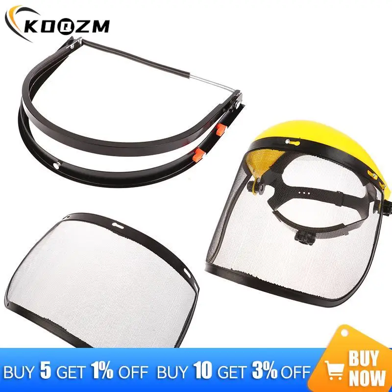 1PCS Garden Grass Trimmer Safety Helmet Hat With Full Face Mesh Visor For Logging Brush Cutter Forestry Protection Metal+Plastic