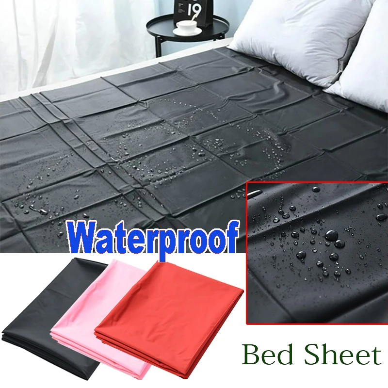 Oil / SPA Pad Waterproof PVC Sheet Plastic Adult Sexy Hypoallergenic Mattress Cover Bedding Sheets  Faux Leather Sheets 3Color