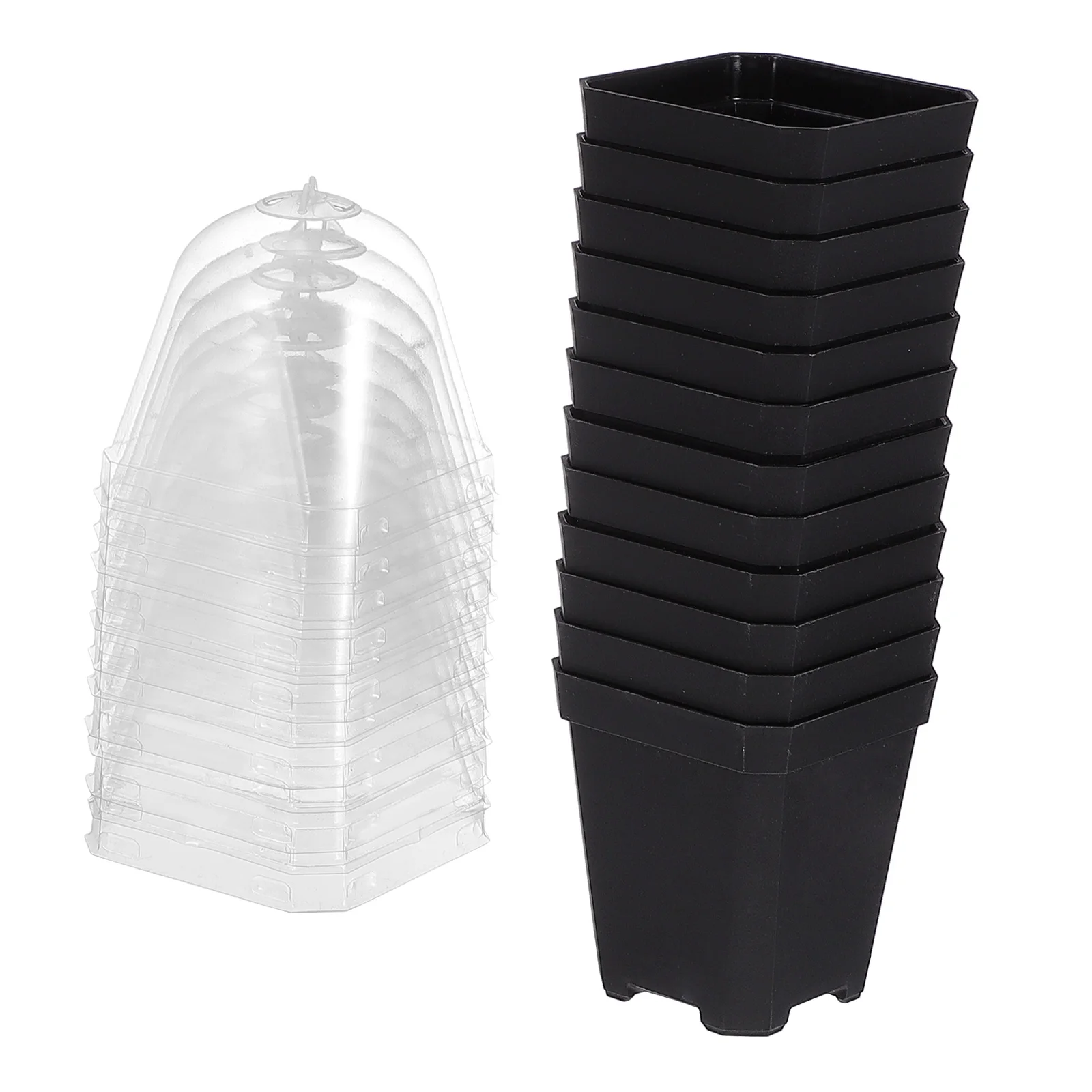 

12 Sets Nursery Pots Black Plastic Lid for Succulent Starter Gardening Containers Starter Pot Outdoor Pot Planter