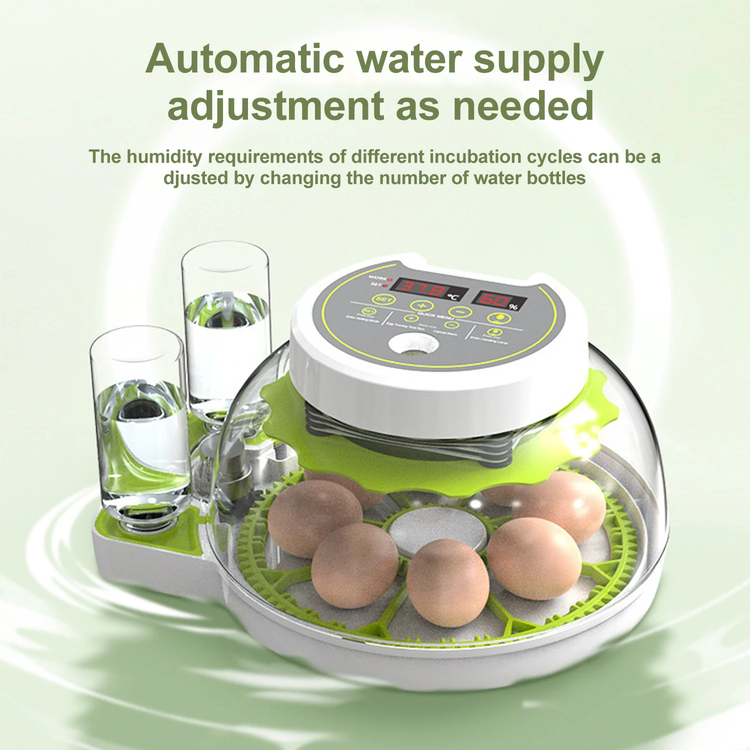 8/18 Eggs Automatic Egg Incubator Poultry Hatching Machine Temperature Humidity Control Noiseless Egg Incubator For Home EU Plug