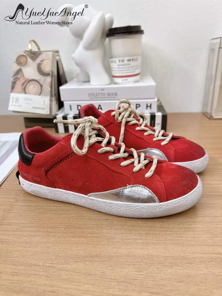 Vielseitige Damen-Pumps aus Wildleder mit Patchwork-Design und runder Zehenpartie, strapazierfähig, bequem, lässig, zum Schnüren, Skateboard-Schuhe