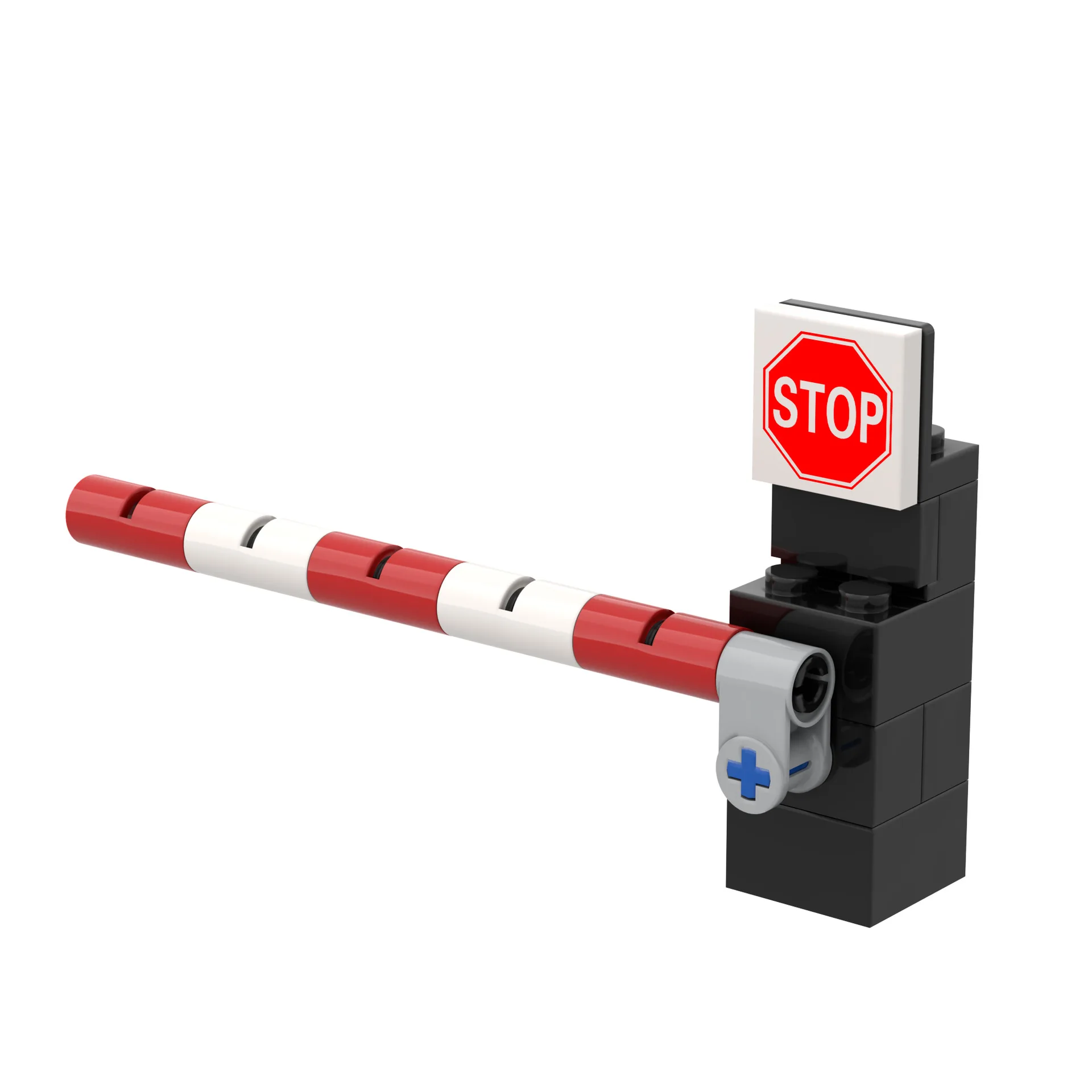 Children's Educational MOC Building Blocks: City Rail Guardrail Train Rail Passage Stop Parking Barrier Gate and Toy Model