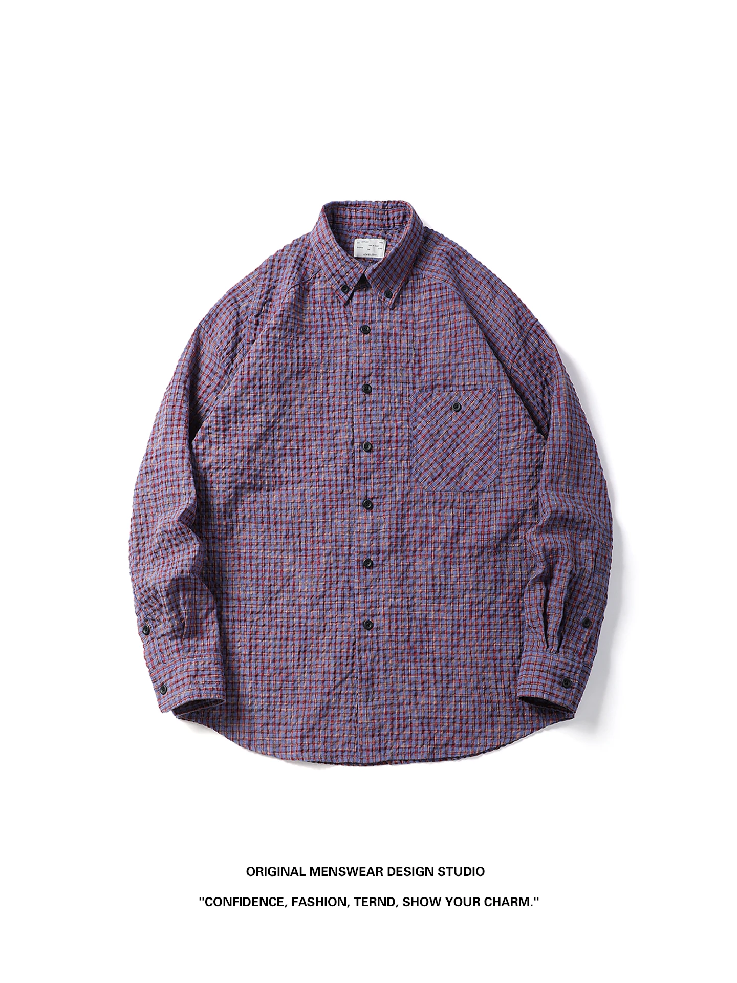 

Retro Japanese Texture Plaid Long Sleeve Shirt Unisex Loose Versatile Workwear Shirt Jacket Spring Season Breathable Cotton P...