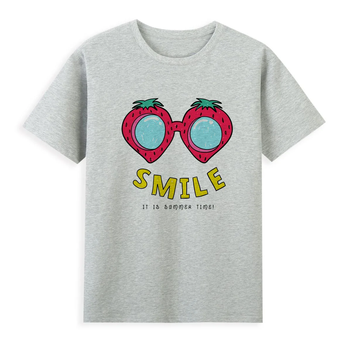 Strawberry Glasses Smile T-shirt Summer Short Sleeve Casual Tees Cheap Women's Clothing Female Top A0111