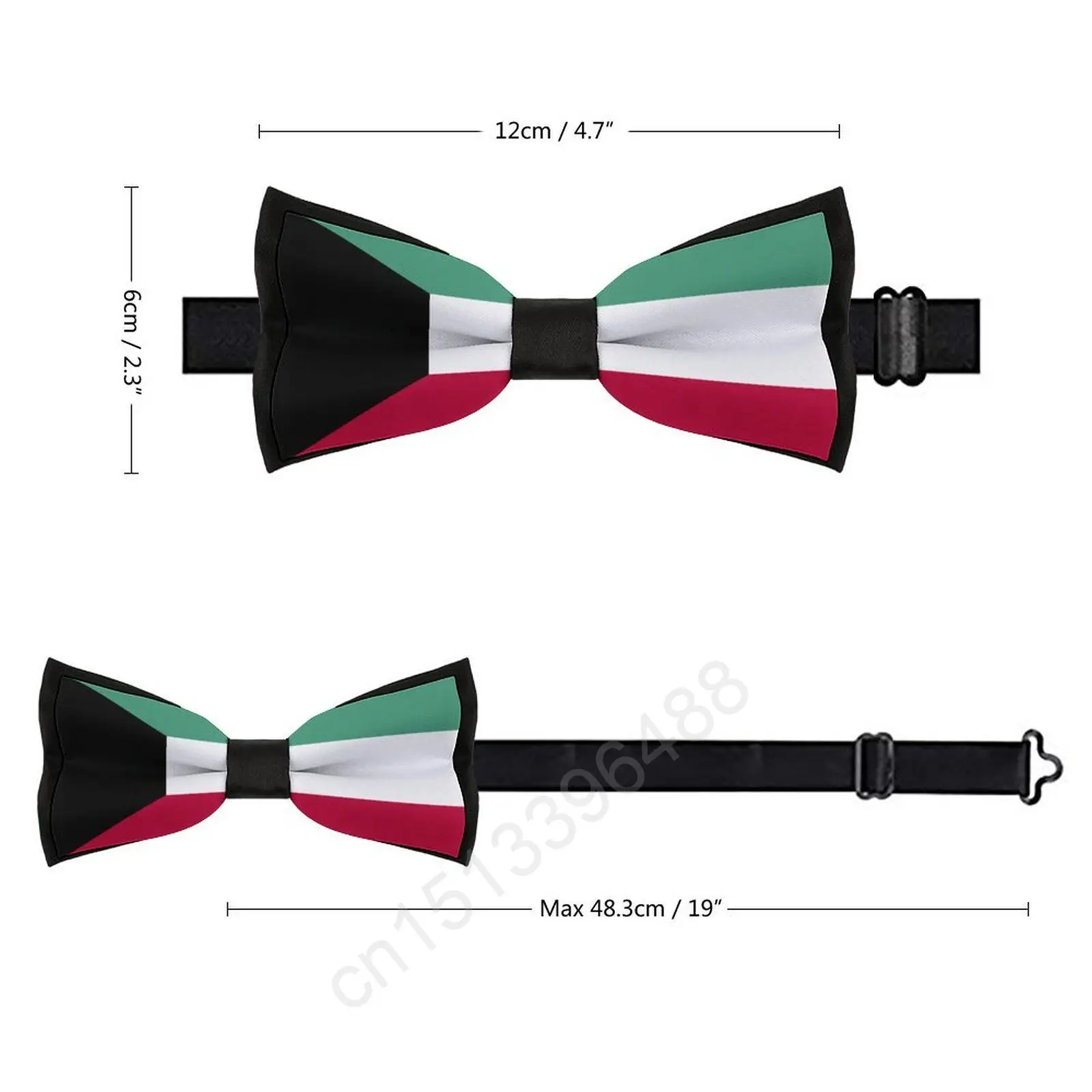 New Polyester Kuwait Flag Bowtie for Men Fashion Casual Men's Bow Ties Cravat Neckwear For Wedding Party Suits Tie