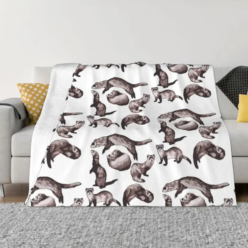 Ferret Wildlife Animal Blanket Flannel Decoration Rodent Wesel Super Soft Throw Blanket for Bedding Office Bedspread