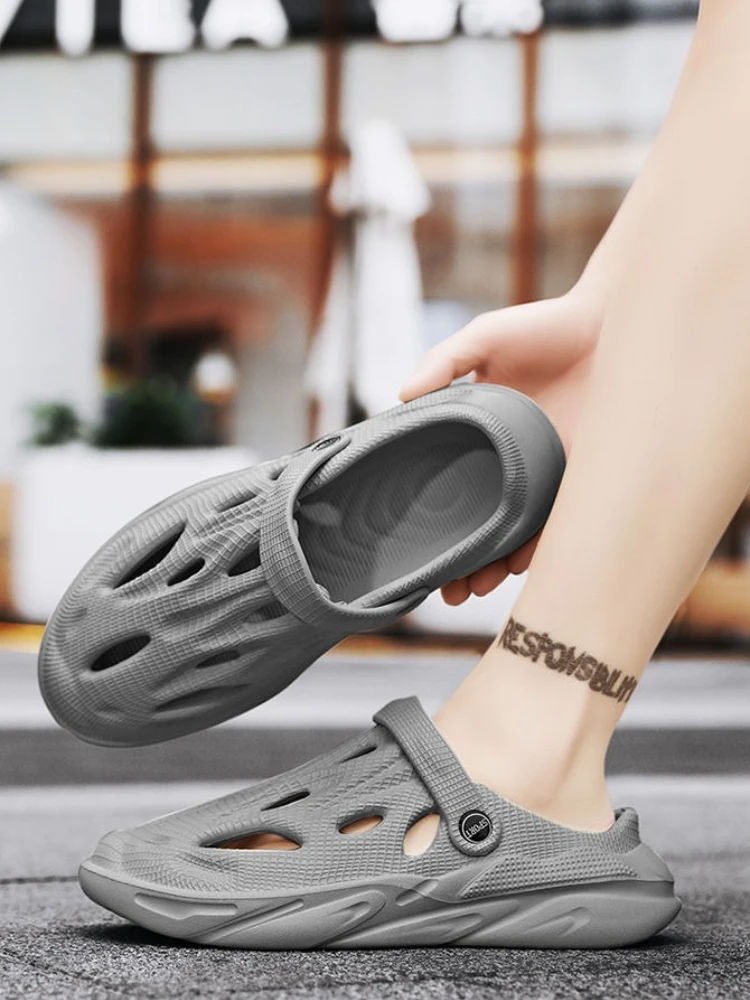 

Летние мужские сандалии с закрытым носком и платформой, распродажа, пляжная уличная повседневная обувь, дешевая мужская обувь с номером 41 и отверстиями