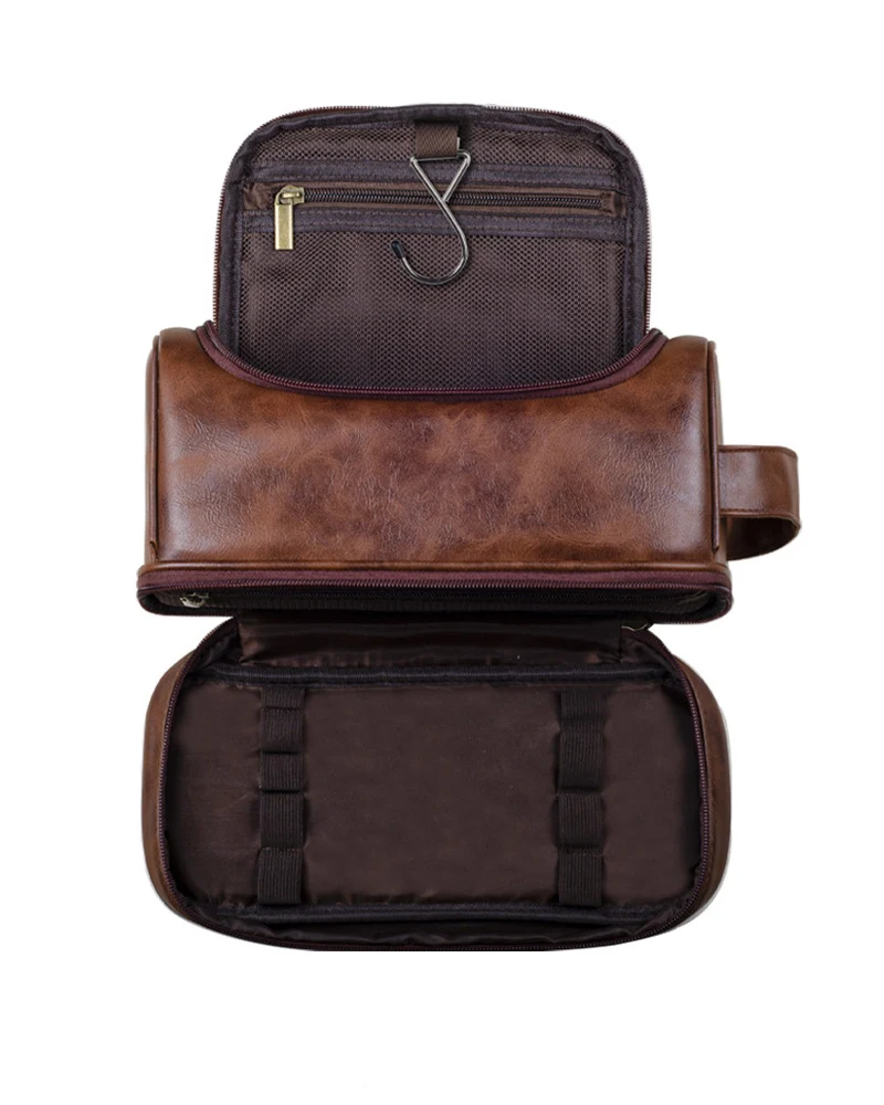 Women's PU Leather Cosmetic Make Up Bag Best Designer Waterproof Makeup Lavatory Bag Portable Large Business Storage Bag for Men