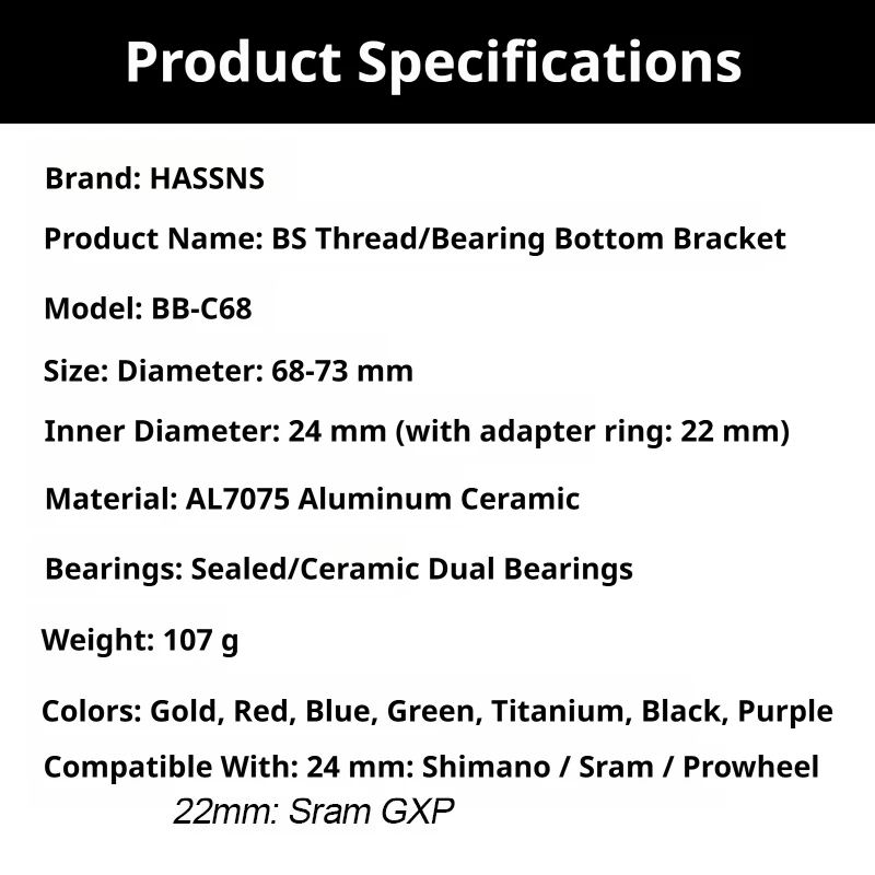 Keramik-Innenlager BB68 BB92 68 73mm Gewindelager 1,37x24 TPI für MTB und Rennräder – Detail 1