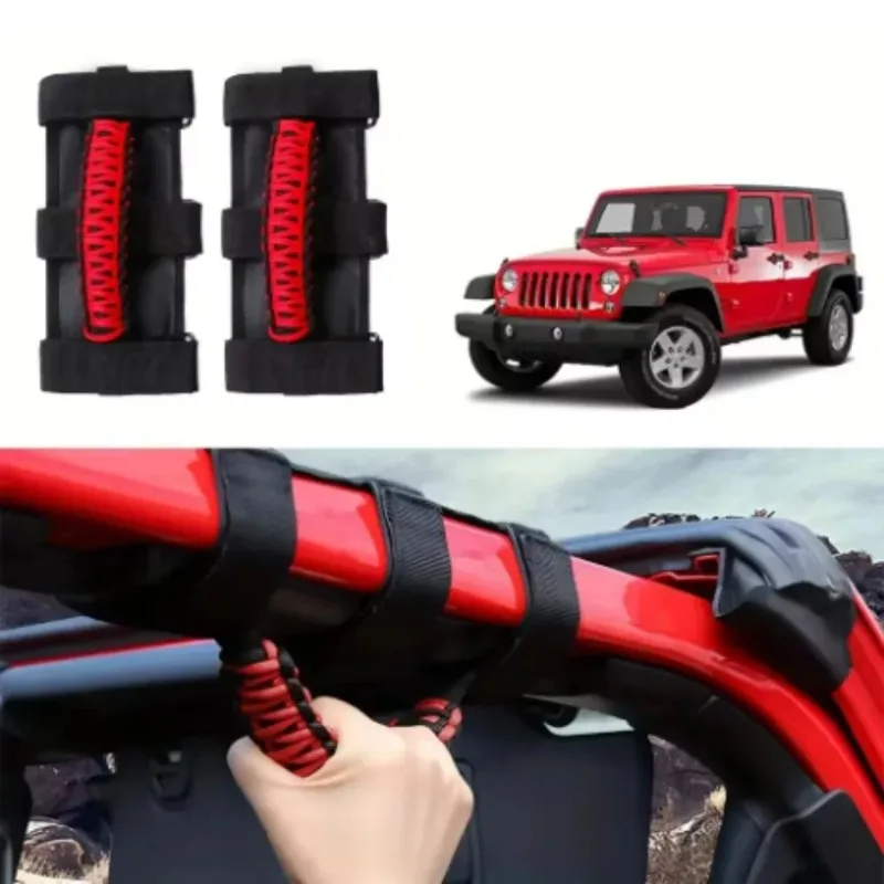 

2pcs Car Roof Handle Rope Grab Handles Grip Handle Fit For Jeep Wrangler CJ YJ TJ JK JL 1955-2020 For Jeep Gladiator JT