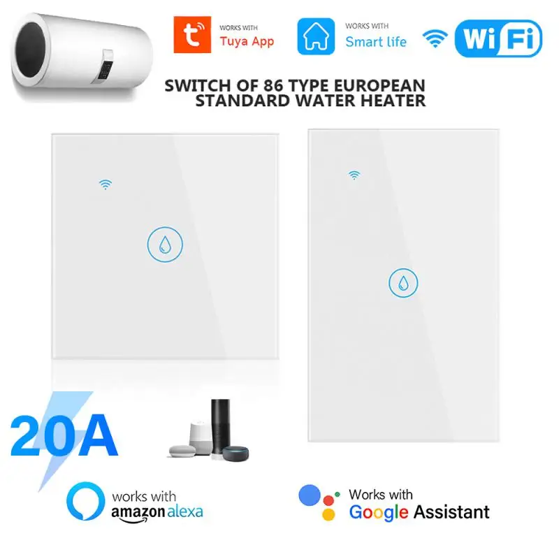 TUYA WiFi Smart Water Heater Switch Bluetooth 20A EU/US/AU Timing Function Smart Home Work With Smart Life Via Alexa Google Home