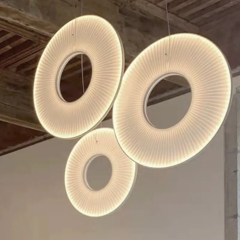 Retro Ring Fabric Pendant Lights Living Room Artistic Atmosphere LED Chandeliers Homestay Bedroom Exhibition Hall Teahouse Decor