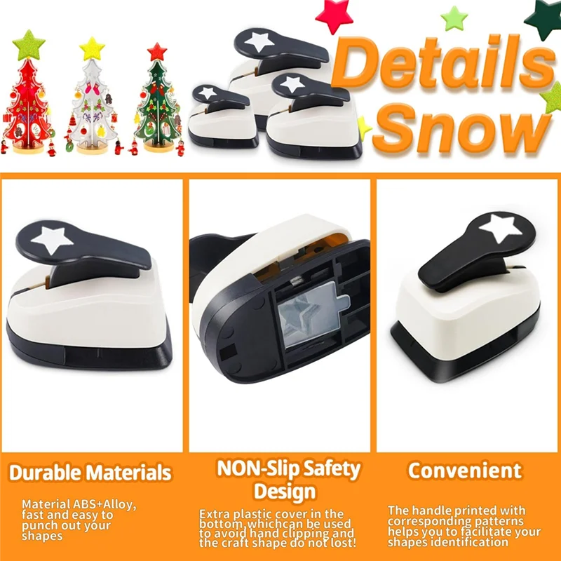 Upgraded 3Pcs Star Hole Punch, Star Punch, Star Paper Punch, Star Hole Puncher, Star Puncher For Crafts, Paper Punch For Craftin