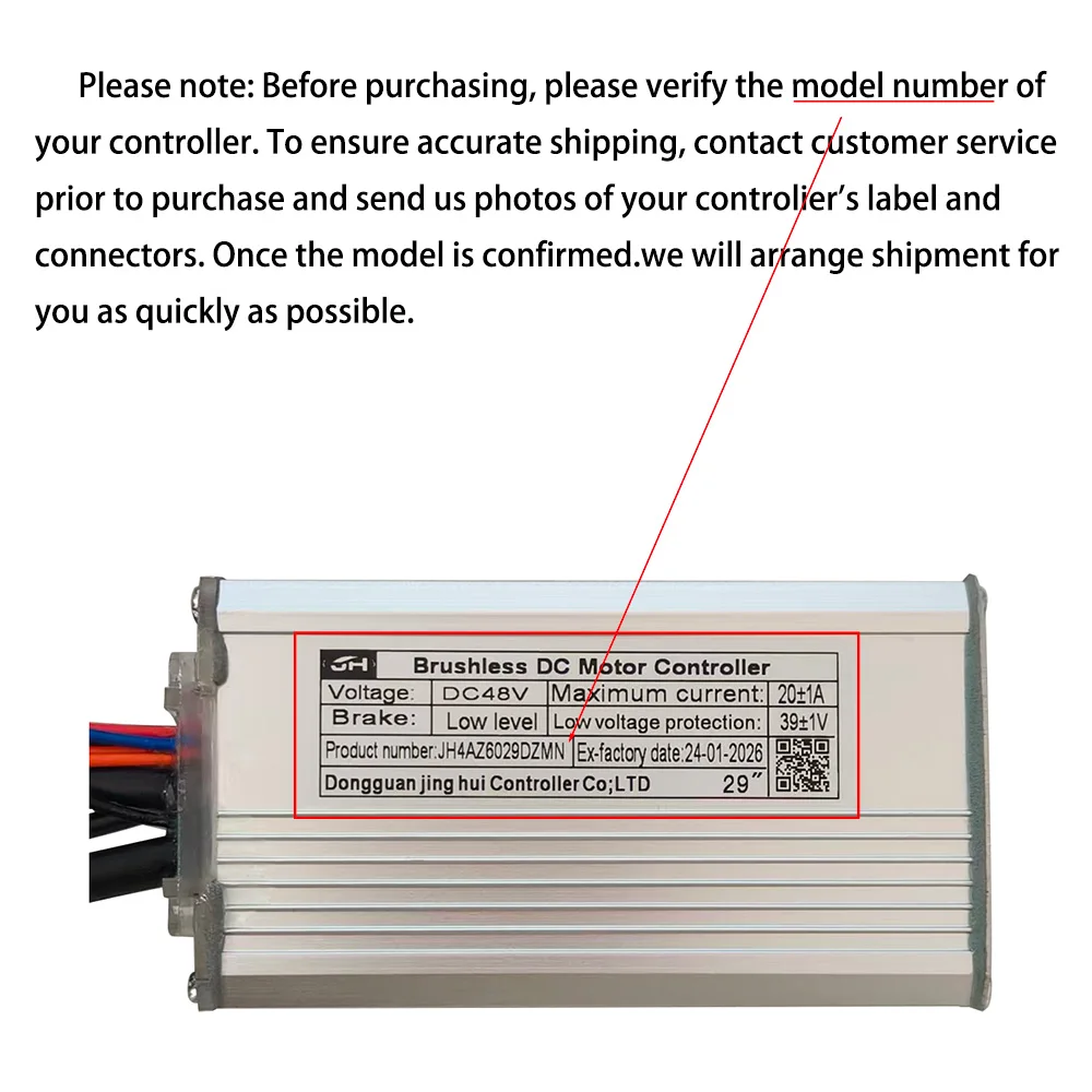

JH4AZ6029DZMN Brushless Motor Controller 48V 20A Lithium-Ion Sine Wave E-Bike Speed Controller Suitable for Electric Bicycles