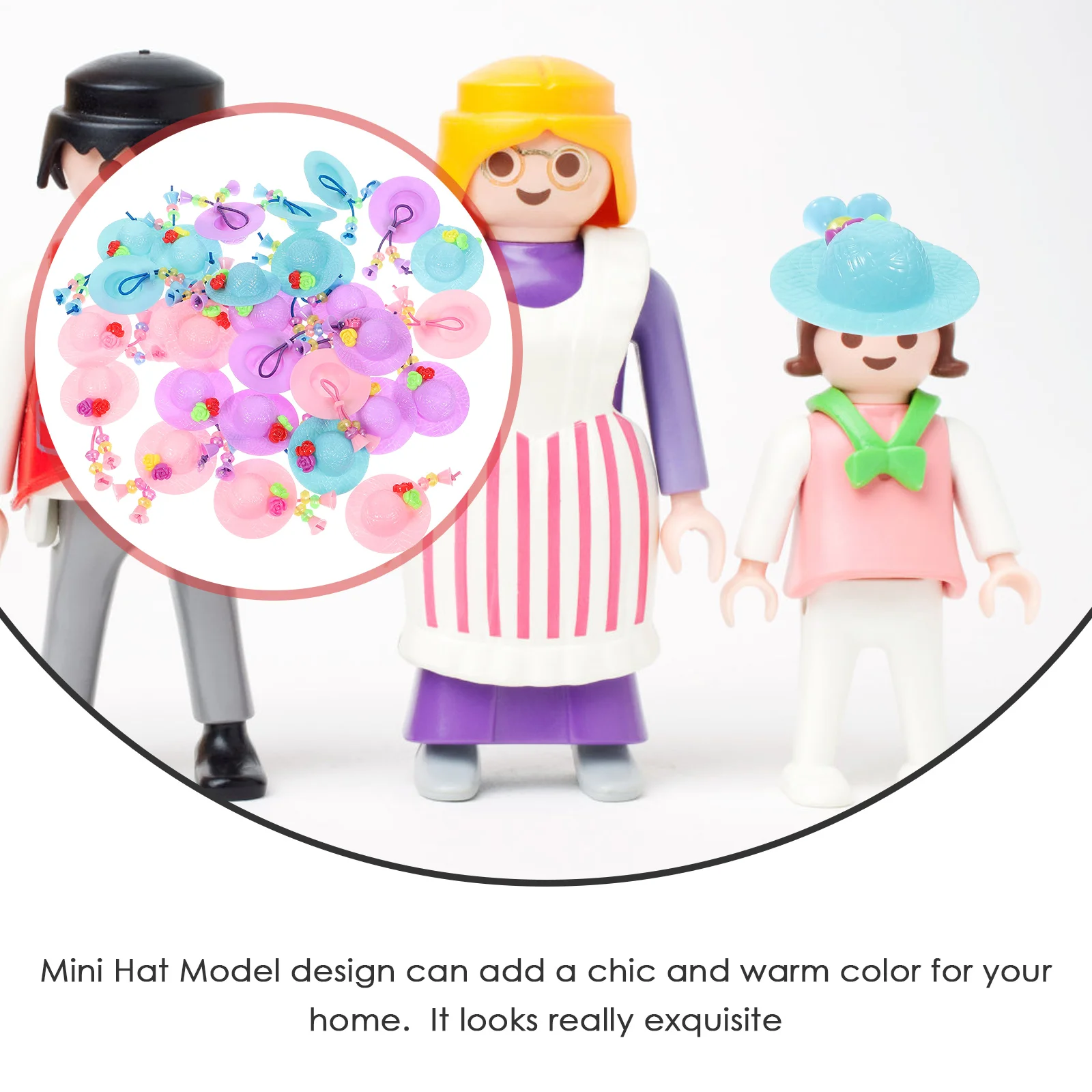 

30pcs Mini Plastic Hats Macaron Colors Girls Hat Charm Accessories DIY Craft Decorations Fake Model Prop Miniature