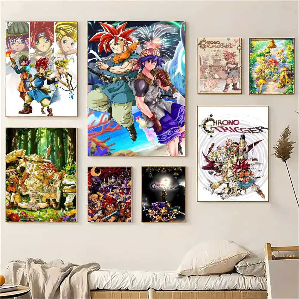 Chrono Trigger Game Poster Self-adhesive Decal Living Room Bedroom Party Bar Decor Moisture-proof Fade-resistant