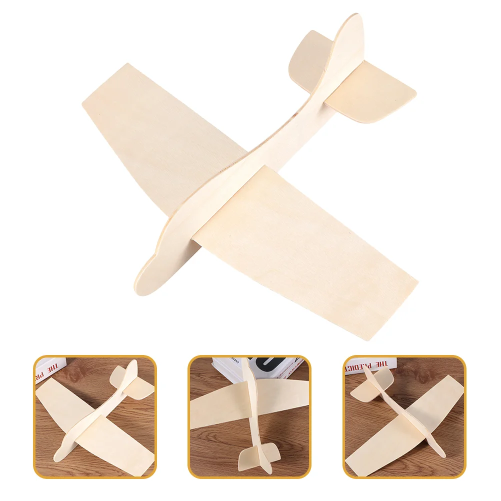 20 Pcs Blank Wood Aircraft DIY Airplane Toy Unfinished Ornament Manual Wooden Painting Assemble Model
