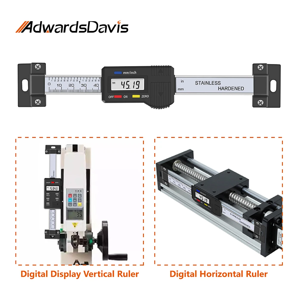 High Precision Vertical Digital Display Ruler 4CR13 Stainless Steel Horizontal Ruler 0-300 0-400 0-500 0-600mm Measuring Tools