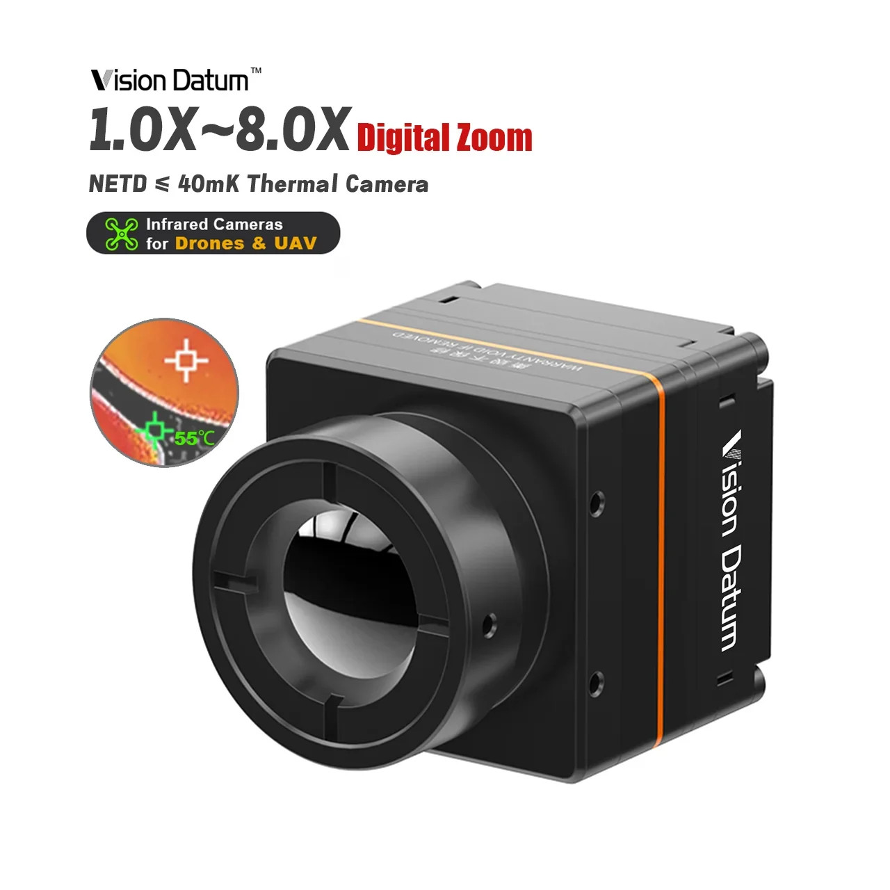 Radiometric 640x512 25/30kHz Digital Zoom 1-8x Long Range Thermal Camera Module for Enforcement & Rescue  Vision Datum