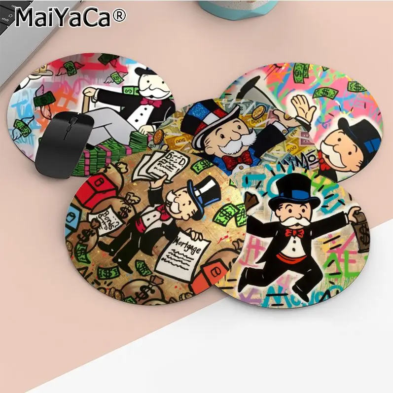 Dollar Alec Monopoly Boy  Mousepad Round Custom Skin Office Computer Desk Mat Table Keyboard Big Mouse Pad Laptop Non-slip