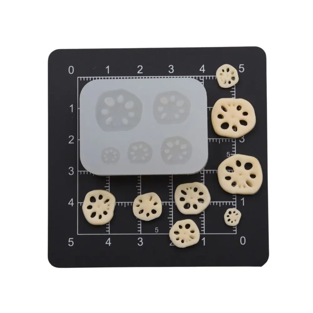 مصغرة جذور اللوتس شرائح قالب من السيليكون الفخار السيراميك الطين بيت الدمية الخضروات الصيام قوالب DIY #6