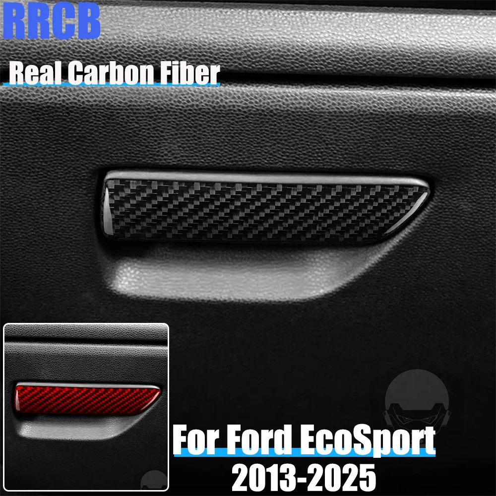 

Real Carbon Fiber Car Accessories Glove Storage Soft Cover Sticker For Ford EcoSport 2013 2014 2015 2016 2017 2018 2019-2025