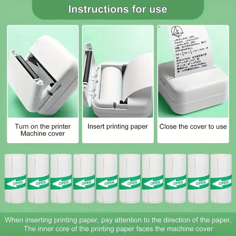57mm 10 Rolls Thermal Printing Paper White Self-adhesive Label Sticker Photo for Inkless Mini Printer Kids Instant Print Camera