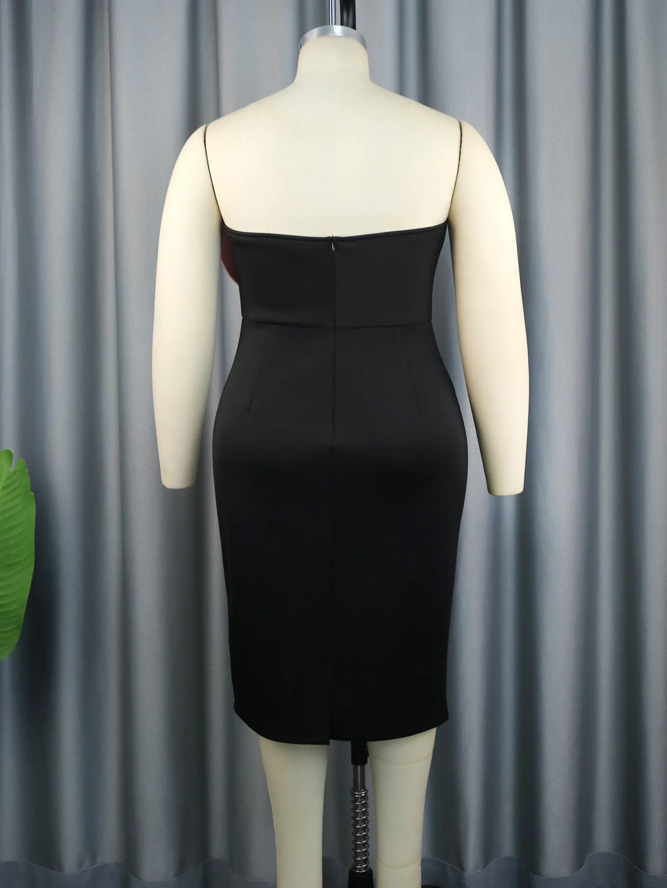 プラスサイズ リボンストラップレス カーヴィードレス 女性用カジュアル ぽっちゃり体型向け ボディコンワンピース 2025年夏 レディース エレガント パーティードレス