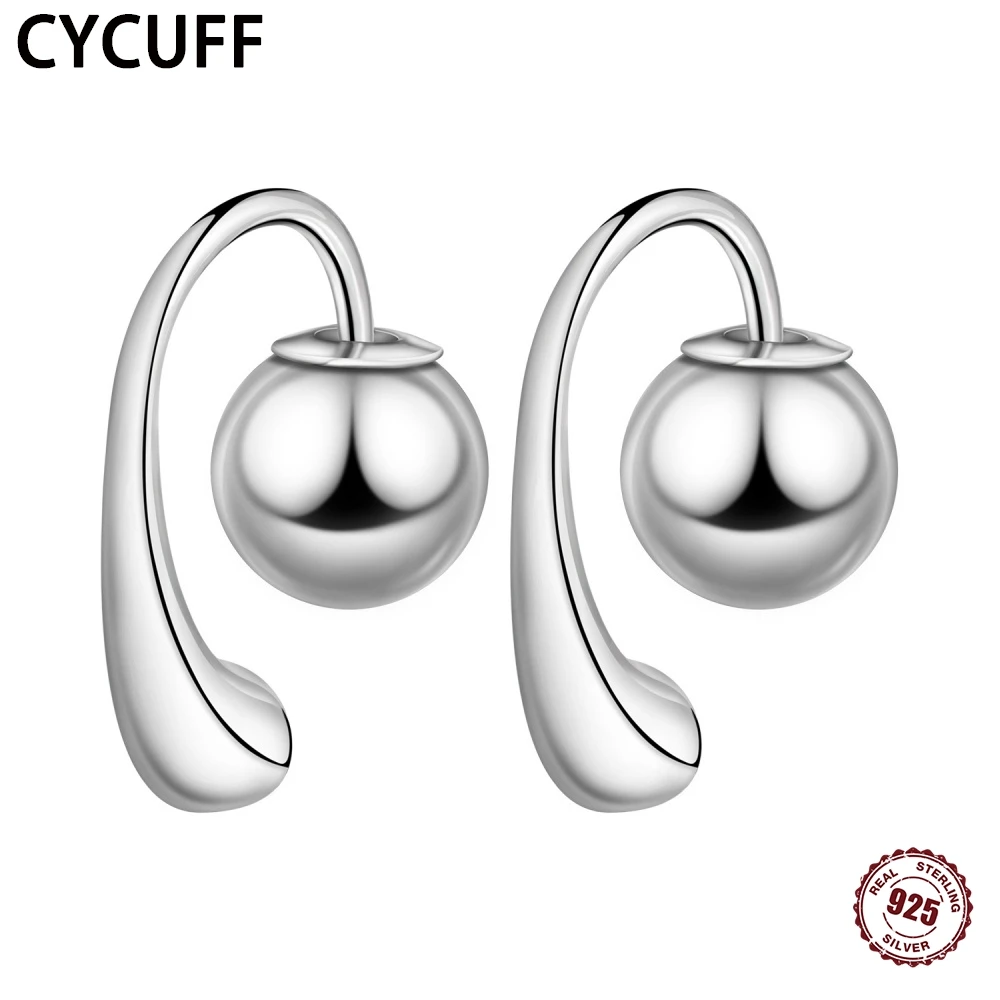 

PANPOKI 925 Sterling Silver Good Luck Water drop metal glass bead earring For Women Young Lady Gifts