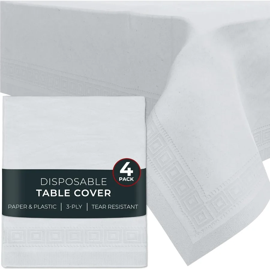 

Paper Tablecloths for Rectangle Tables 54 X 108 4 Pack White Paper Disposable Tablecloth 3Ply Premium Paper Plastic Table Cloth