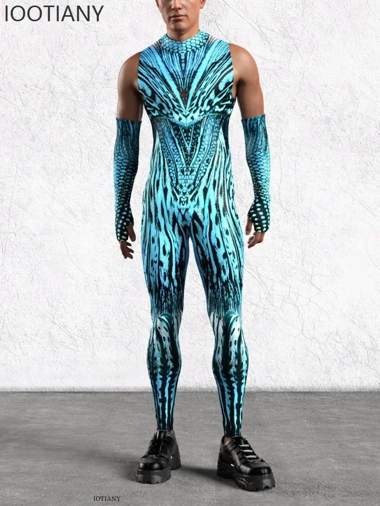 Косплей Хэллоуин Новые мужские 3D принт стимпанк красочные перчатки боди праздничная вечеринка сценический ролевой костюм для выступлений Zent
