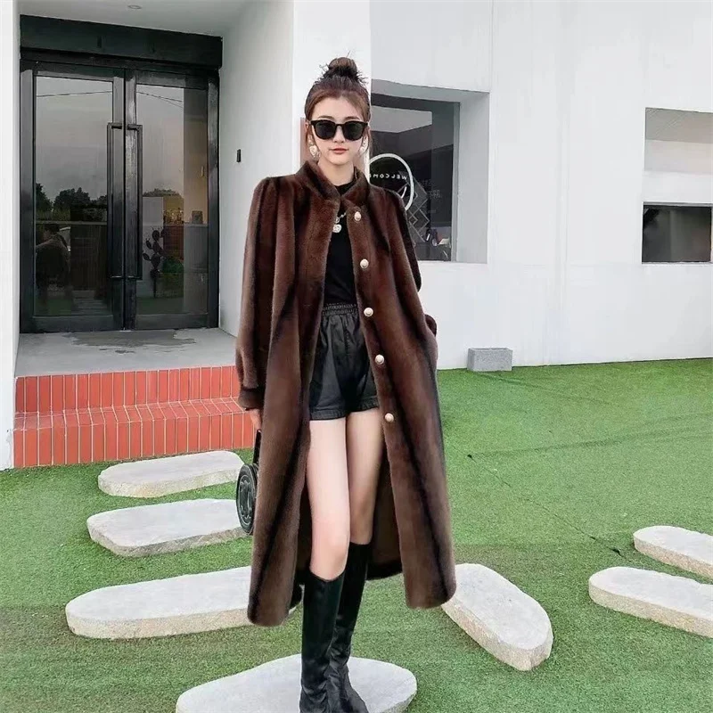 2023 Autumn Winter High-End Coat Women Authentic Temperament Joker Mink Mao Mao Anti-Fur Jacket Luxury Casual Outwear Female Top