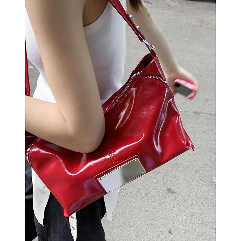 

Женская сумка в стиле ретро с красными пельменями, большая сумка подмышки Capaci, модная сумка через плечо для молодых взрослых