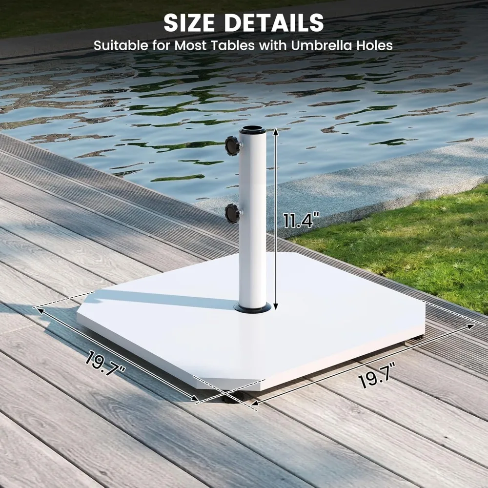 

Umbrella Base 40lbs with Stainless Steel Umbrella Tube, Heavy Duty Steel Umbrella Stand, White, Customized