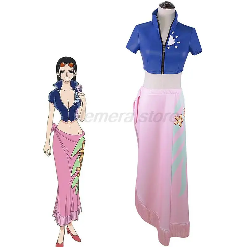 Anime Cosplay Costume Dress Outfits Nico Robin Cosplay Custom Glasses Party Wig Suit Costumes for Girl Halloween Carnival Suit