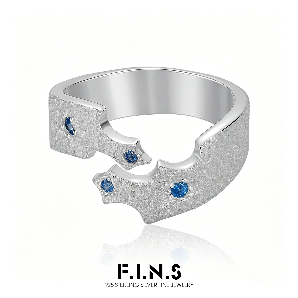 

F.I.N.S Brushed Starburst S925 Sterling Silver Ring for Women Minimalist Irregular Aesthetic Luxury Open Finger Fine Jewelry