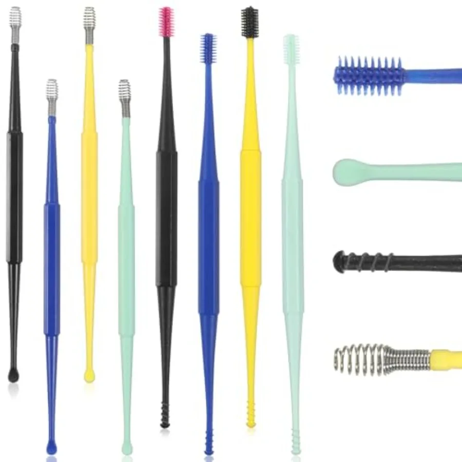 

8 Pcs Earwax Cleaners, Silicone Ear Wax Removal Tool, Spiral Ear Cleaning Kit Reusable Soft Silicone Ears Cleaner Safe Ears Scr