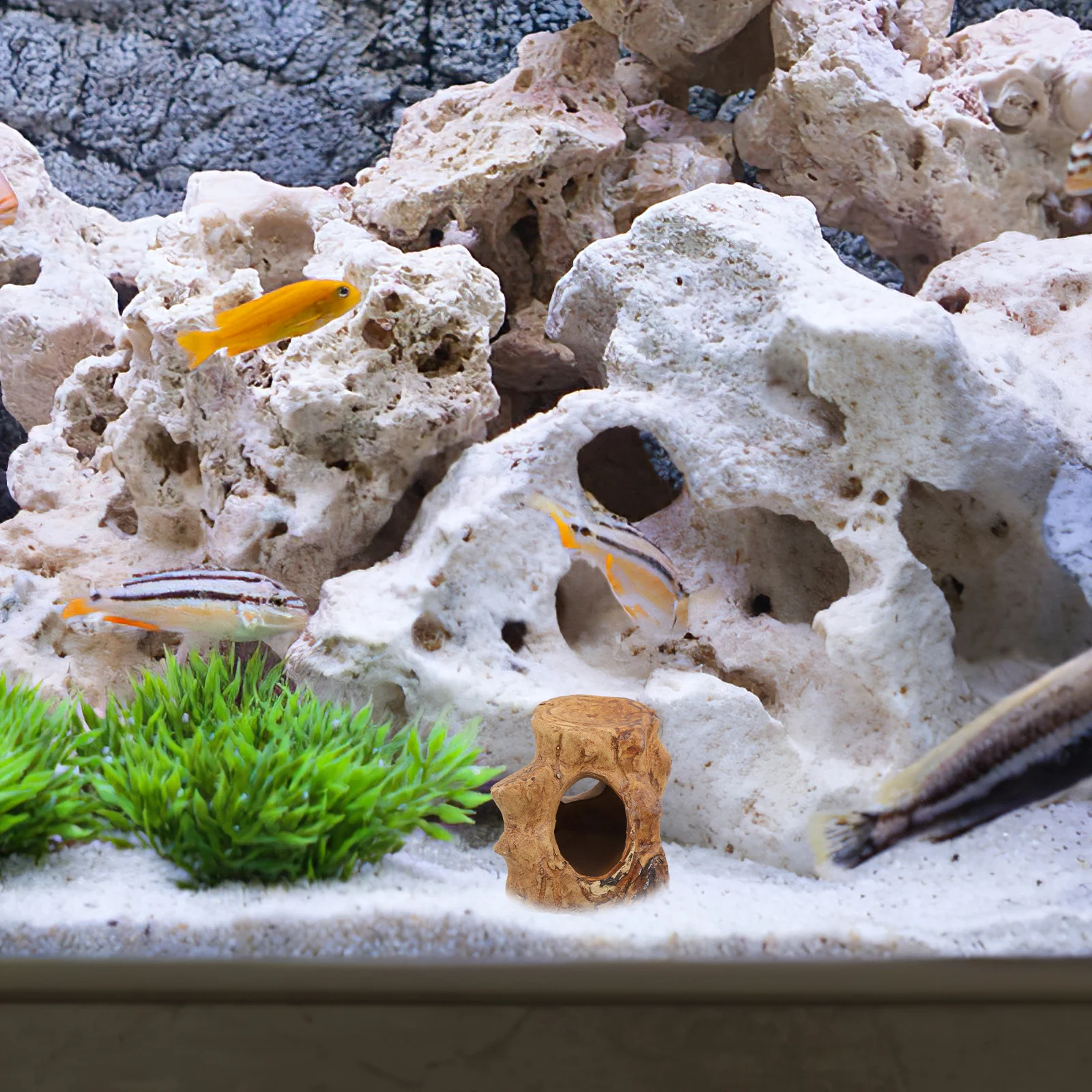 

Fish Tank Decoration Betta Hideout Aquarium Shrimp Cave Reptile Shelter Ceramics Logs for Ornaments