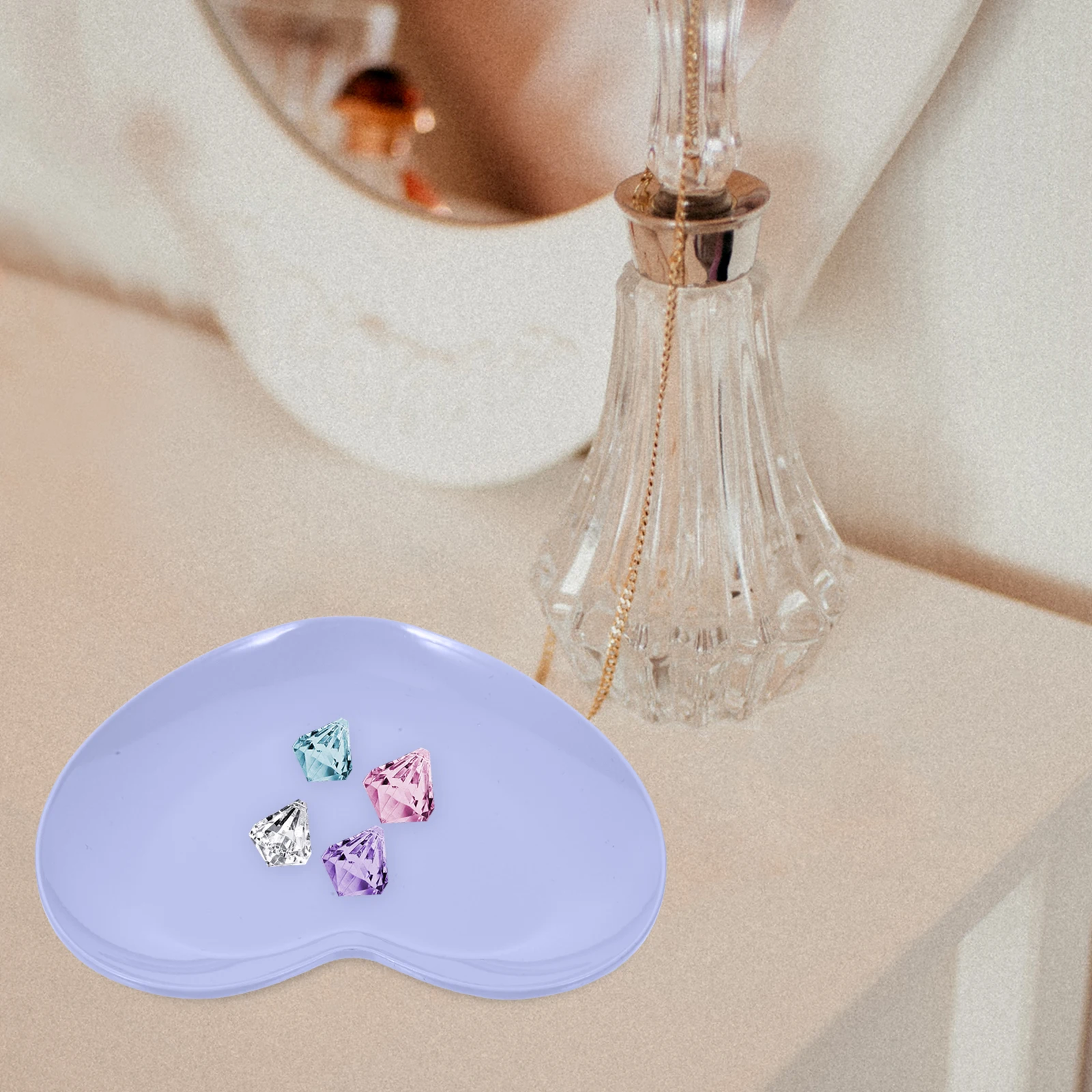 

2pcs Heart Shaped Jewelry Trays Stainless Steel Dish Trinket Plate Ring Holder Desktop Storage Display Tray For Accessories Nail