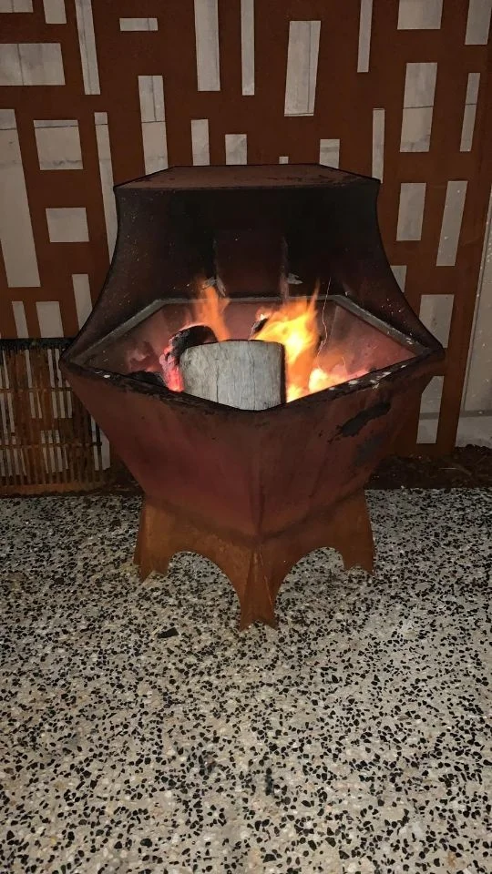 Garden 10 mm Thick Fire Grill Corten Steel Bbq With Circle Plancha