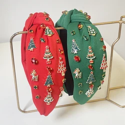 Christmas Red Green Tree Rhinestone Knot Hairband Headband Adult Hair Accessories Hair Jewley