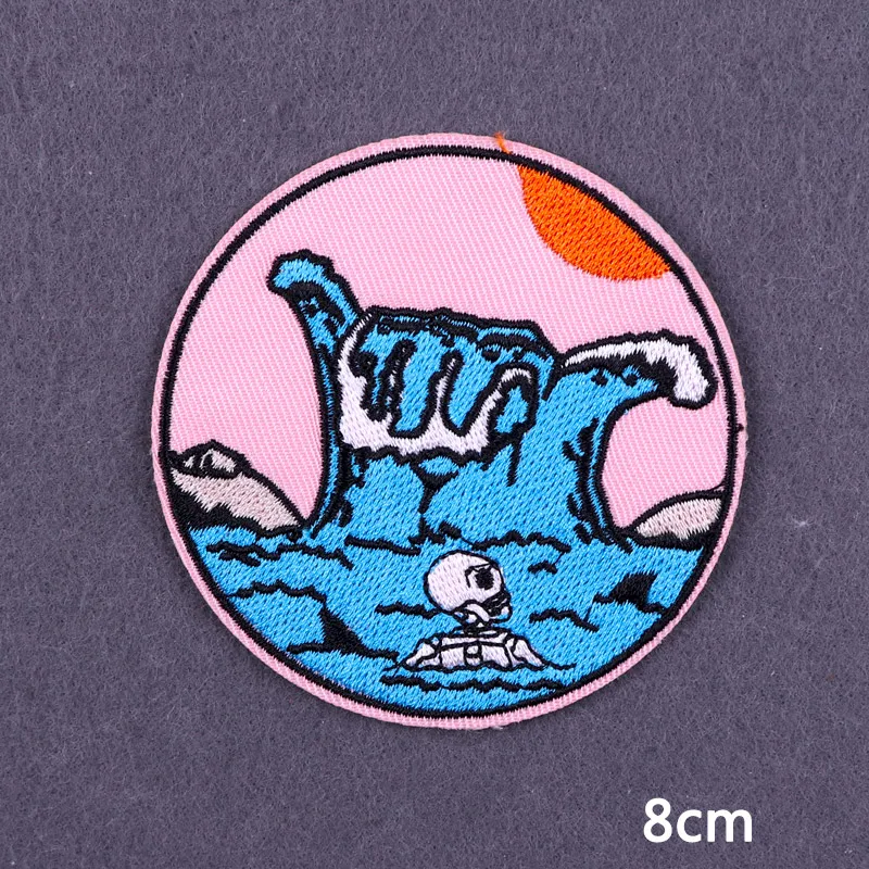 Flamme Schädel Patch Kleidung Punk Bestickt Patches Für Kleidung Eisen Auf Patch Auf Kleidung Thermoadhesive Patches Jacke Abzeichen DIY – Detail 10
