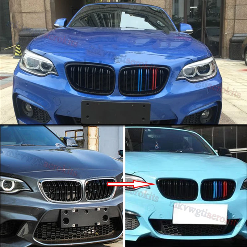 شواية M-Color لسيارة BMW F22 F23 F87 M2 2014-2018-2021 شبكة الكلى الأمامية LH + RH #2